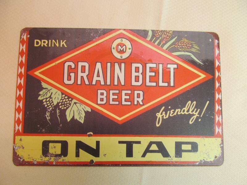 lot 113 image: Metal Sign- Grain Belt Beers