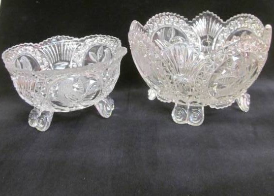 lot 242 image: Cut Glass footed bowl, Pressed glass footed bowl (Large)
