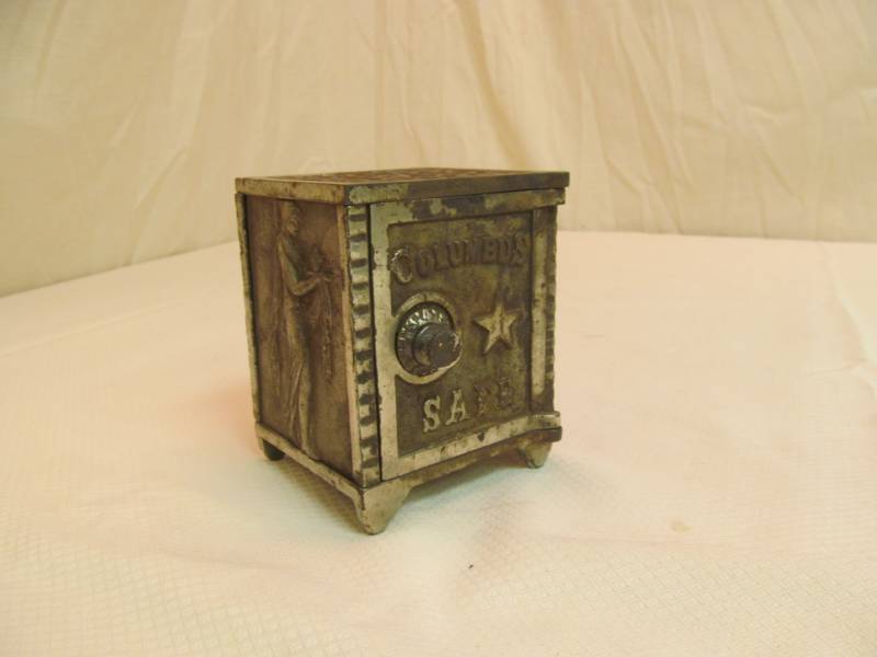lot 247 image: Antique Metal Columbus Safe Bank