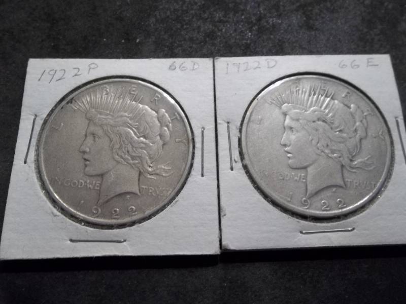 1922 P & 1922 D Peace Dollars