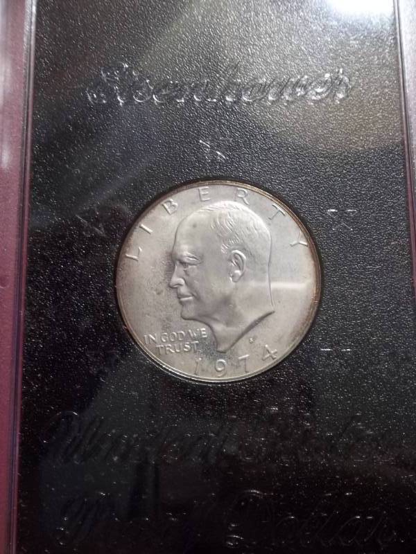 1974 Eisenhower Silver Proof Dollar With Case