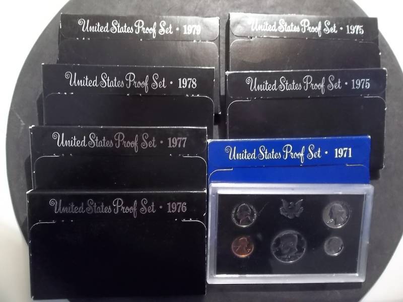 7-US Mint Proof Sets From 1971 To 1979