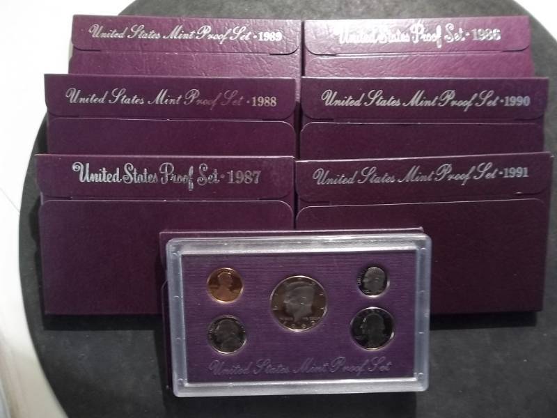 7-US Mint Proof Sets From 1986 To 1991