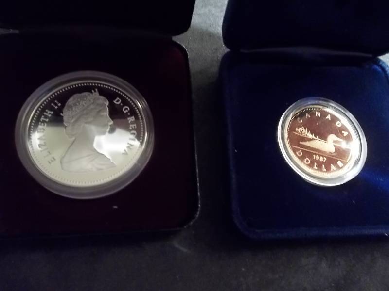 1986 Silver Canadian Dollar & 1987 Proof Loon Dollar