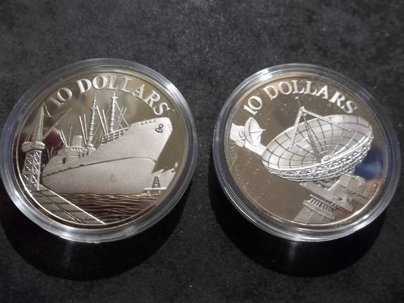 2-Silver Proof 10 Dollar Coins From Singapore 1977, 1979
