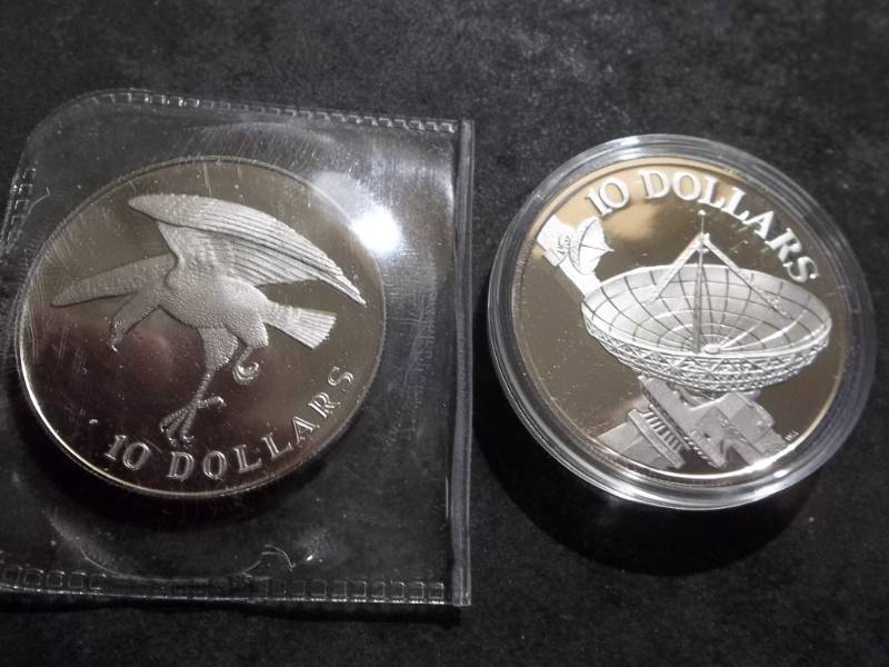 2-Silver Proof 10 Dollar Coins From Singapore 1974, 1978