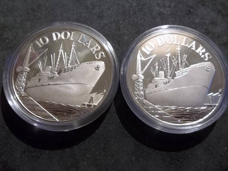 2-Silver Proof 10 Dollar Coins From Singapore 1975, 1976