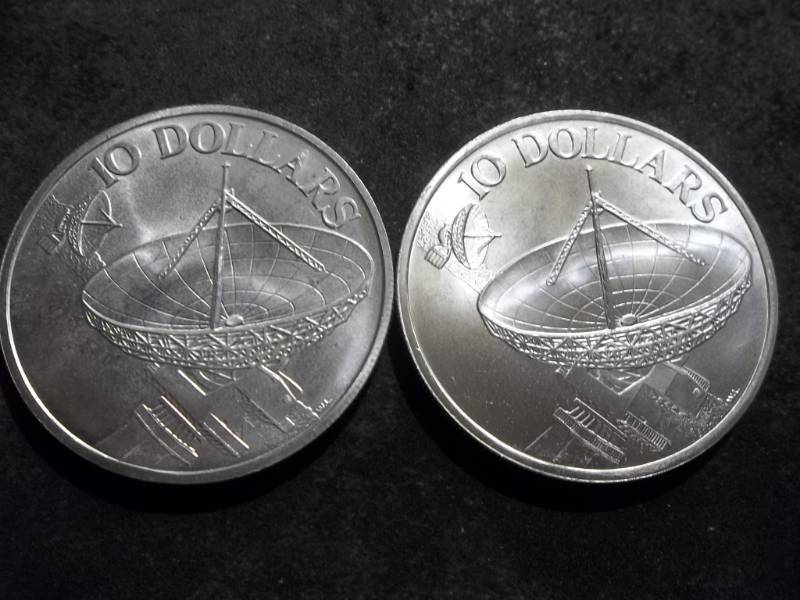 2-Silver Unc. 10 Dollar Coins From Singapore 1979, 1978