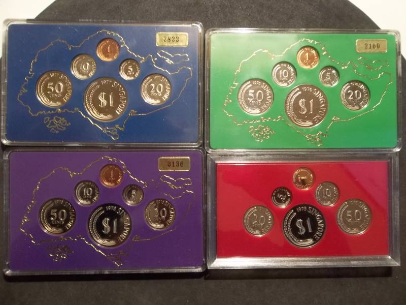 4-Singapore Proof Sets 1975, 1976, 1977, 1978