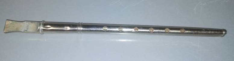 lot 210 image: Vintage silver metal lute - Works, 10 in.