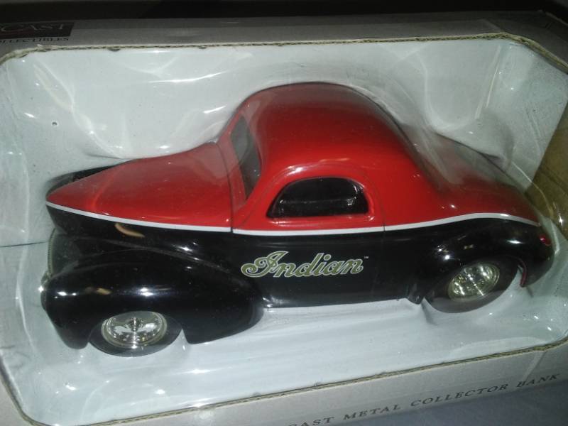 lot 343 image: New 1941 Willys Coupe street rod Bank, Indian Motorcycle tribute.
