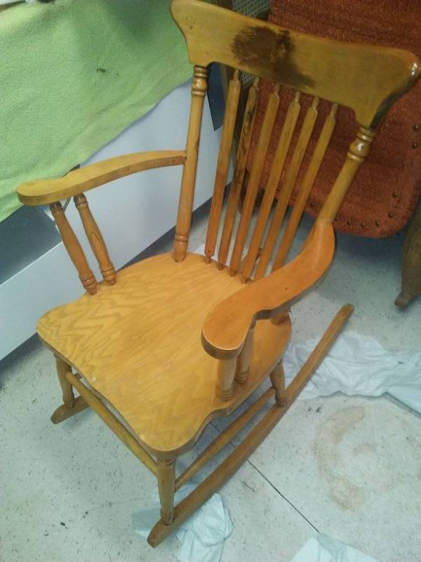 lot 357 image: Antique oak rocking chair.