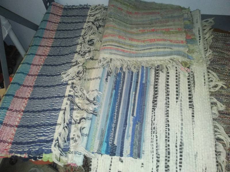 lot 358 image: 5 vintage handmade woven rugs - fair condition.