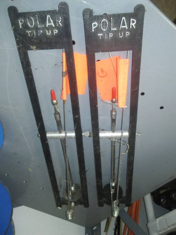 lot 387 image: 2 polar tip ups, ice fishing, ready to go.