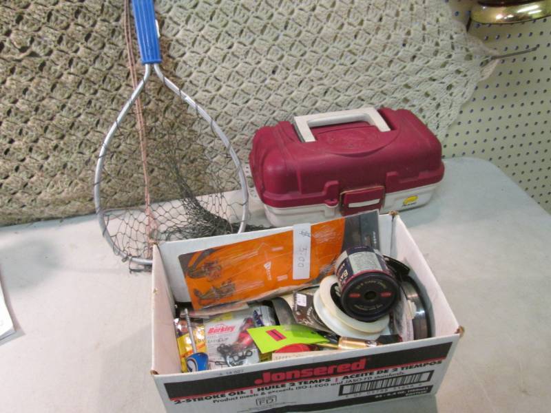 lot 31 image: Fishing Lot Tackle Box Net and Box ...