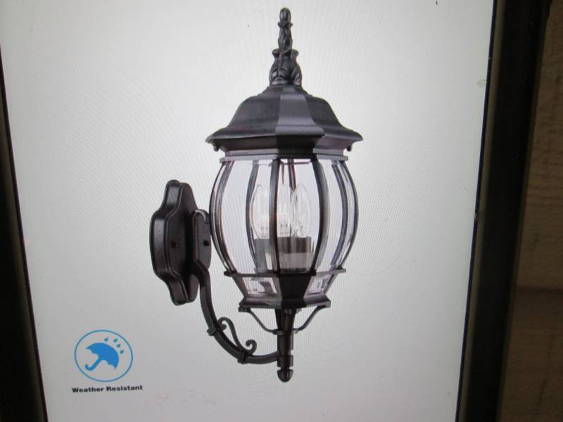 lot 73 image: Hampton Bay 3-Light Black Outdoor W...