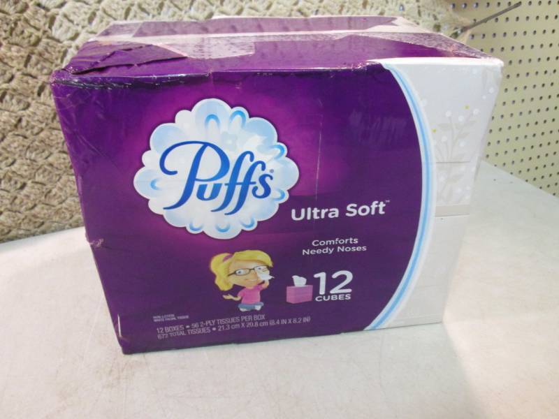 lot 102 image: Pack of 12 Cube Boxes of Puffs Faci...