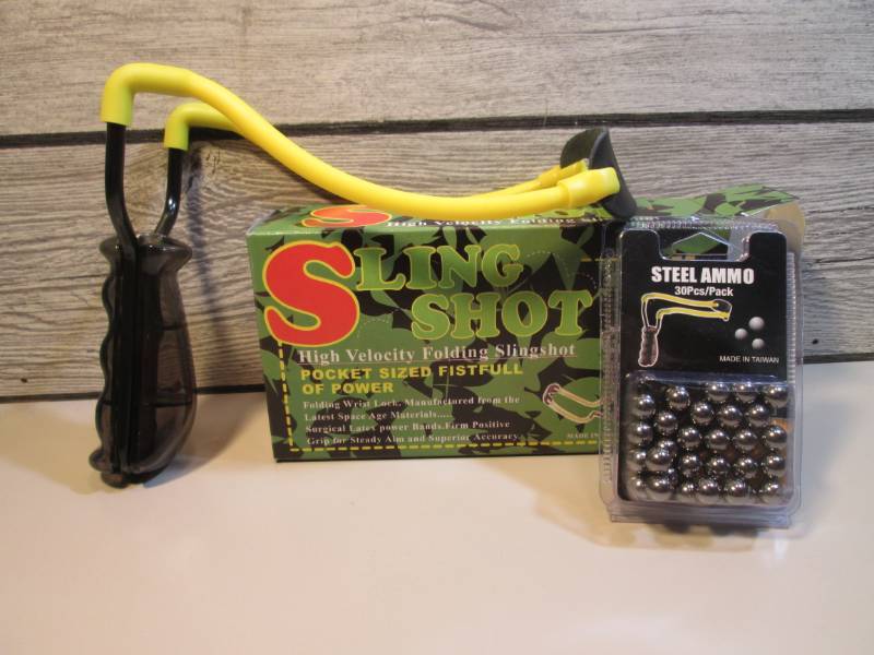 lot 154 image: Slingshot with Pack of 30pc Ammo Ne...