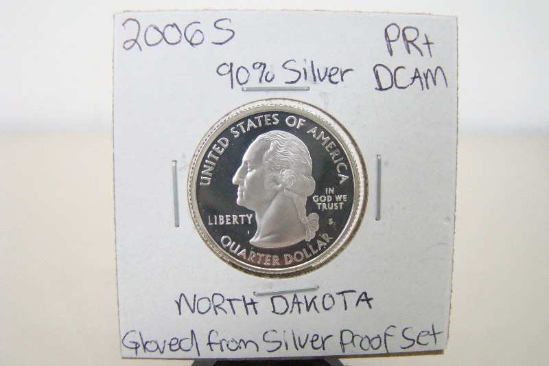 90% Silver 2006-S High Grade North Dakota Proof State Quarter
