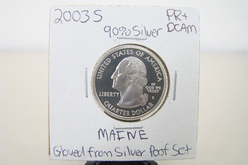 90% Silver 2003-S High Grade Maine Proof State Quarter