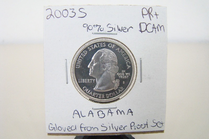 90% Silver 2003-S High Grade Alabama Proof State Quarter