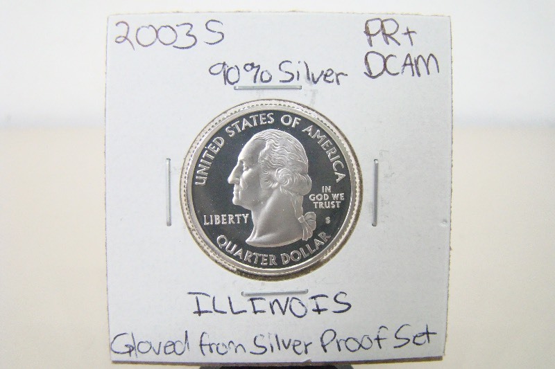 90% Silver 2003-S High Grade Illinois Proof State Quarter
