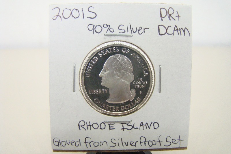 90% Silver 2001-S High Grade Rhode Island Proof State Quarter