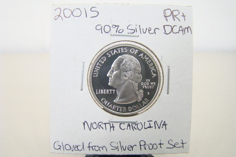 90% Silver 2001-S High Grade North Carolina Proof State Quarter