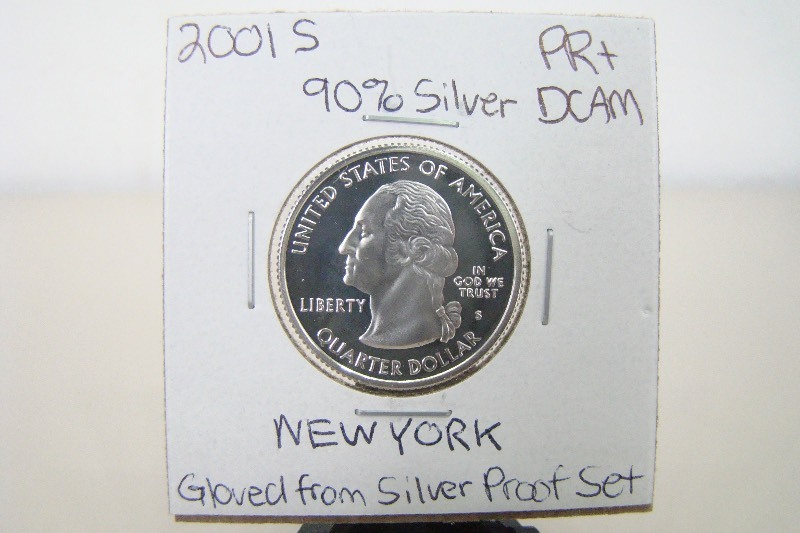 90% Silver 2001-S High Grade New York Proof State Quarter