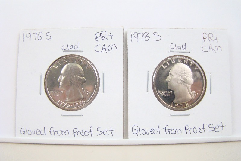 2 Clad 1978-S and 1976-S High Grade Proof Washington Quarters