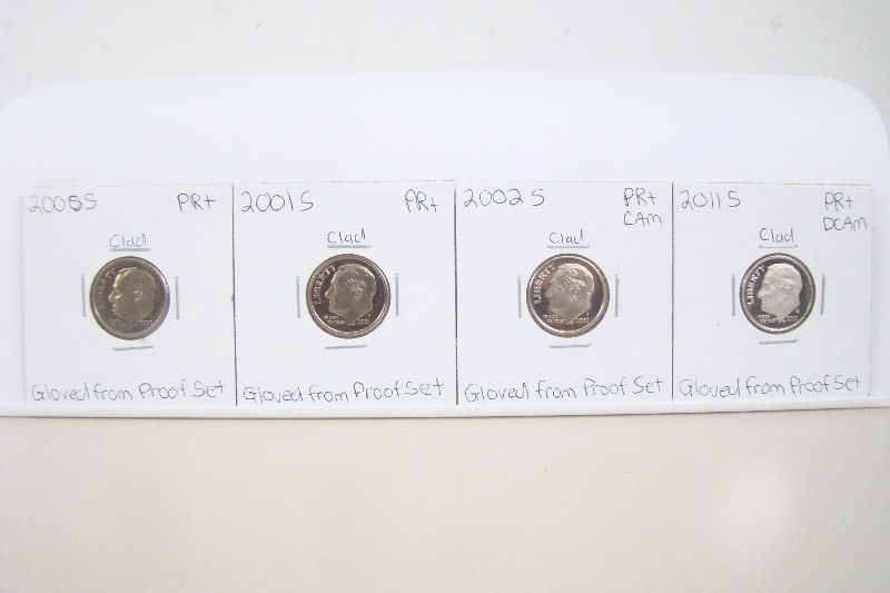 4 Clad 2000s High Grade Proof Roosevelt Dimes