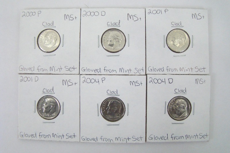 6 Clad 2000s High Grade Roosevelt Dimes