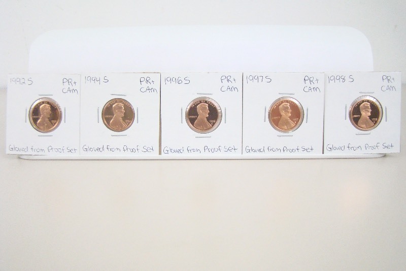 5 - 1990s High Grade Proof Lincoln Pennies