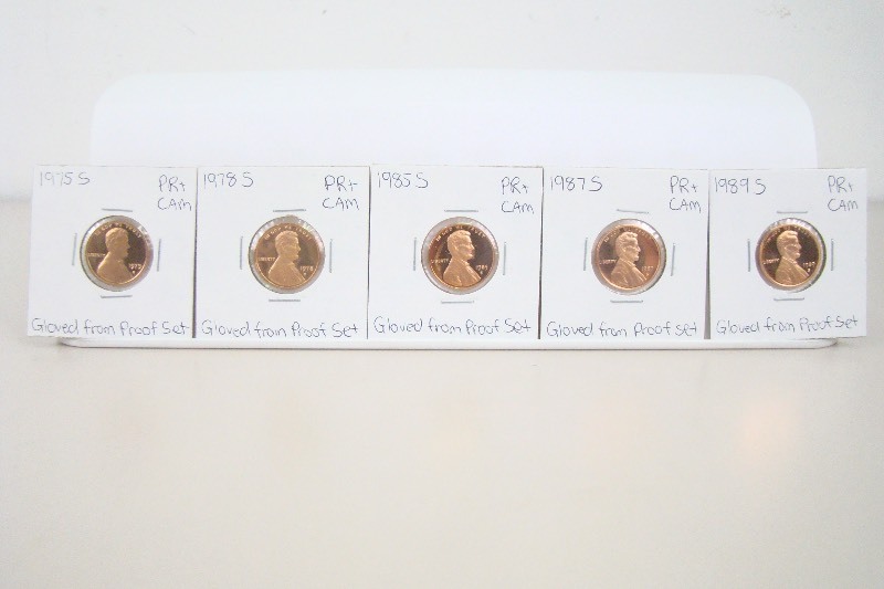 5 - 1970s and 80s High Grade Proof Lincoln Pennies