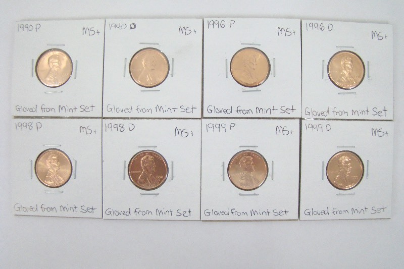 8 - 1990s High Grade Lincoln Pennies