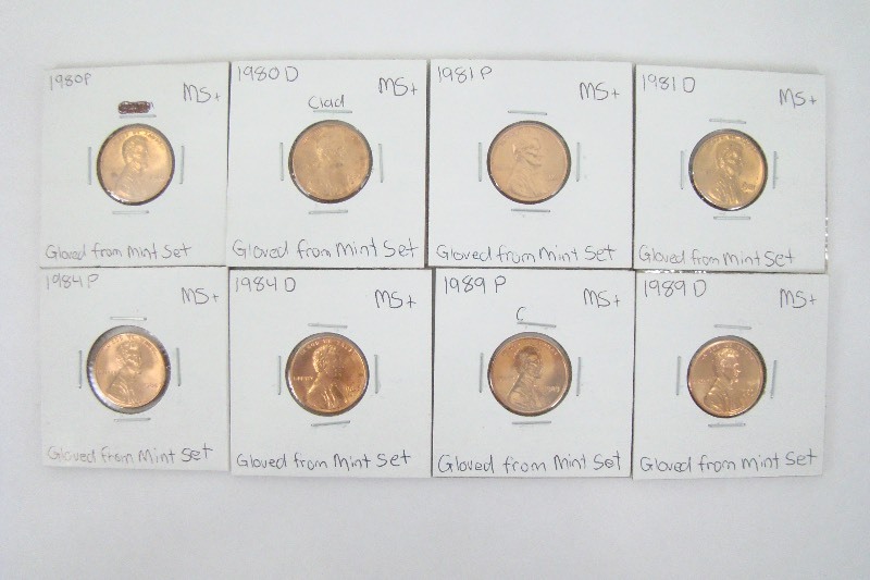 8 - 1980s High Grade Lincoln Pennies