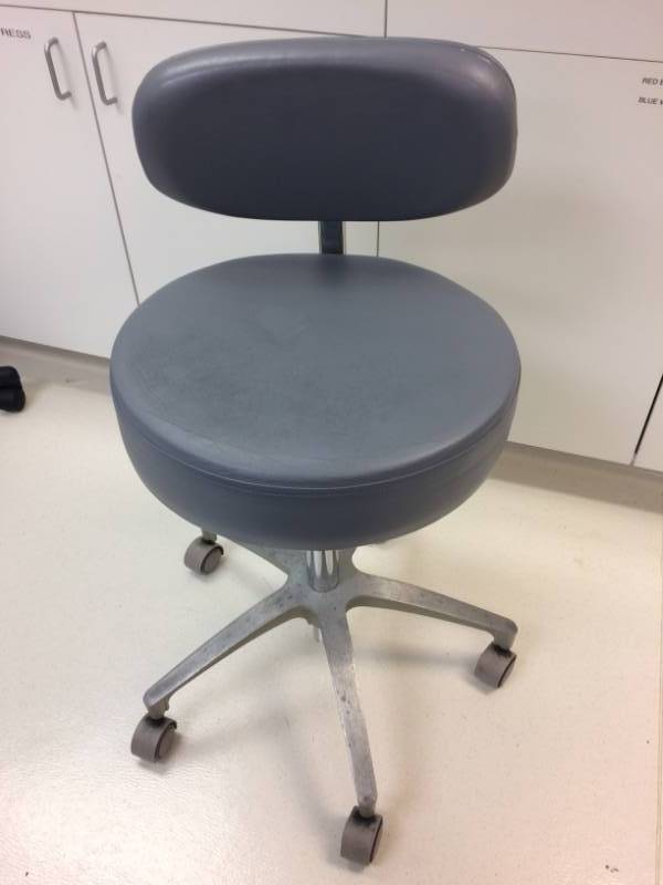 lot 60 image: High Quality Napa Dental Products Ergonomic Doctors Stool With Back In The Color Of Finesse Blue Shine - Great Condition - Multi-Positional