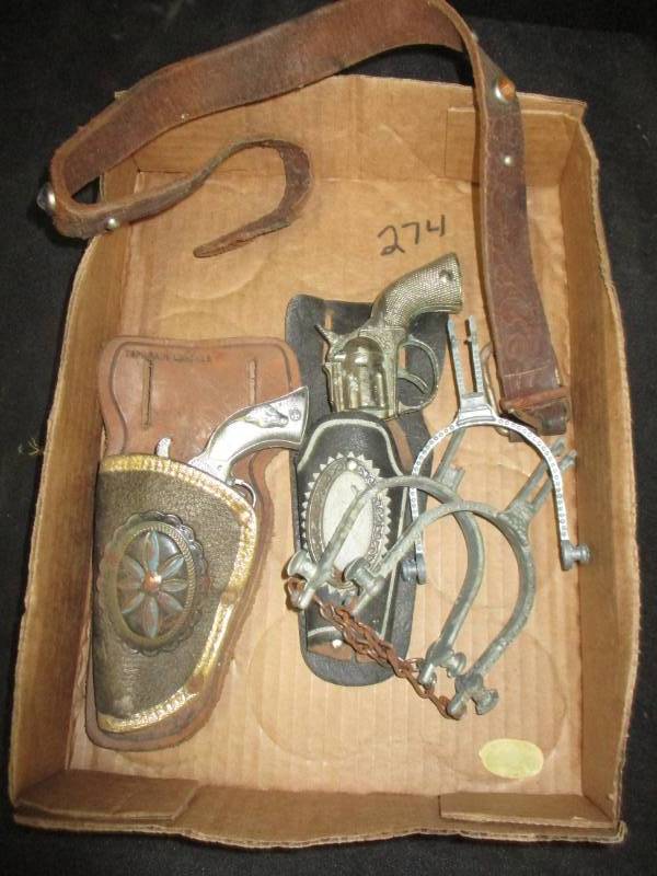 Toy Guns, Holsters, Sours and Leather Belt