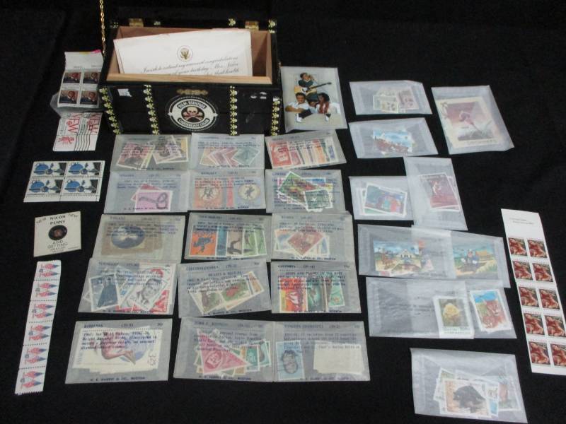 a treasure Chest full of old collector stamps.