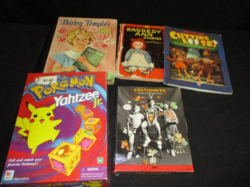 Shirley Temple Fun Book, Pokeman Yatzee Game, Raggedy Ann Book and more