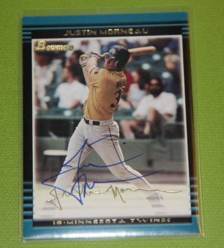 lot 4 image: 2002 Bowman Gold Justin Morneau In Person Auto