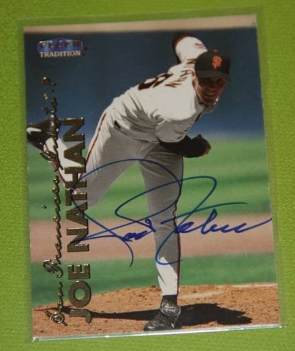lot 10 image: 1999 Fleer Joe Nathan In Person Auto