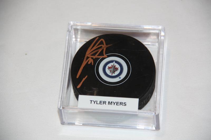 lot 90 image: Winnipeg Jets Tyler Myers Hockey Puck Auto