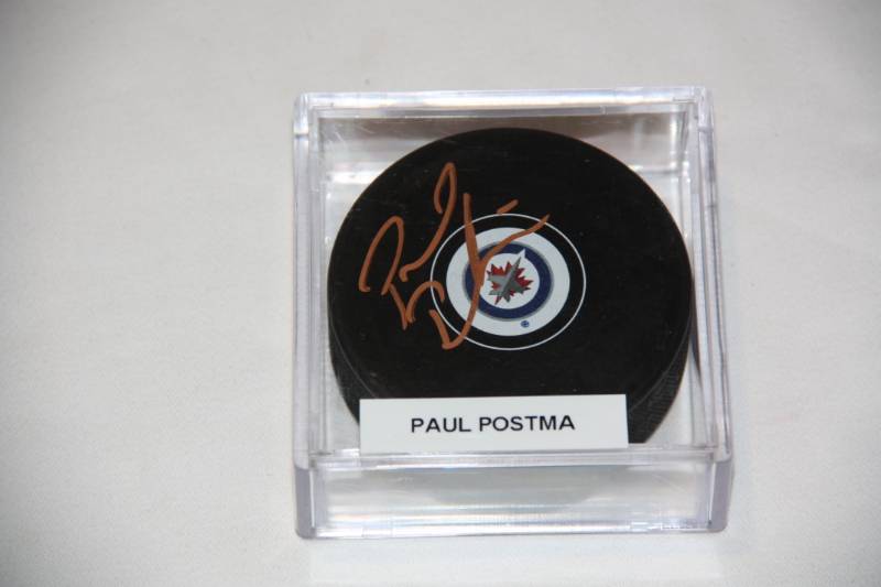 lot 95 image: Winnipeg Jets Paul Postma Hockey Puck Auto