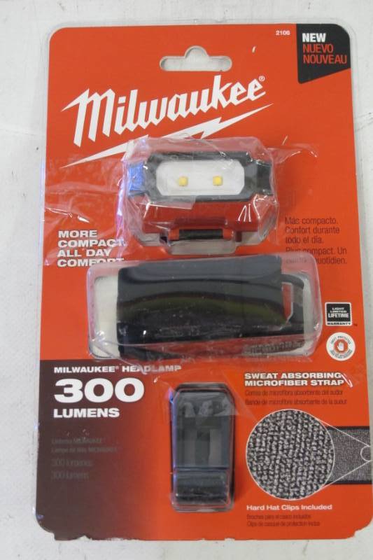 lot 75 image: Milwaukee 300-Lumen LED Headlamp - Works