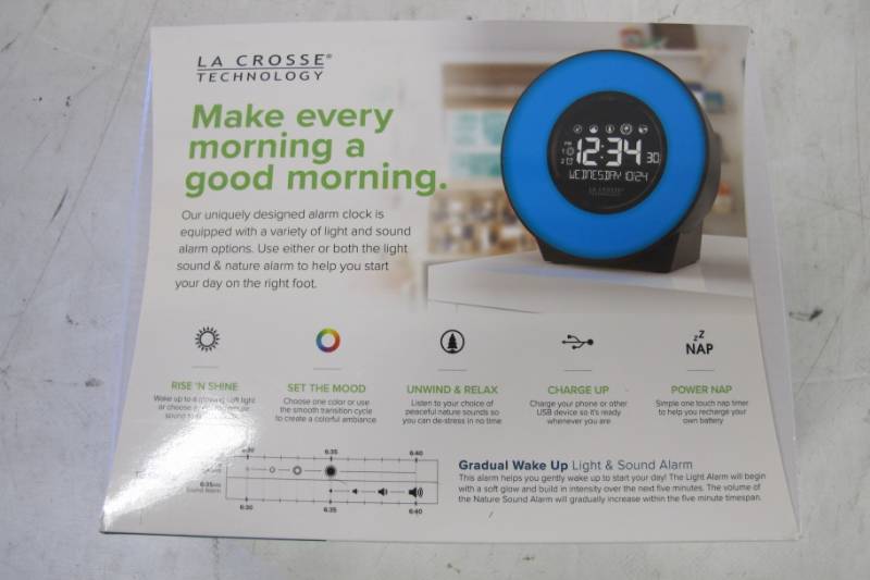 lot 87 image: La Crosse Technology C85135 Color Mood Light Alarm Clock with Nature Sounds