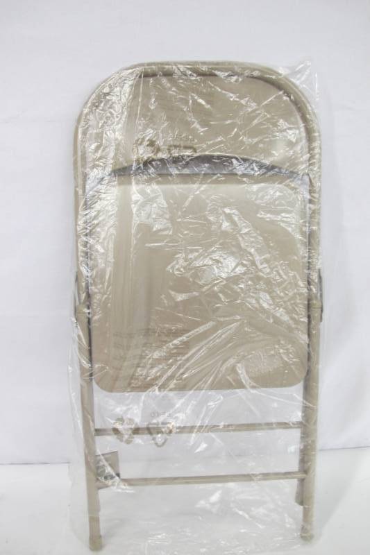 lot 60 image: Beige Steel Folding Chair - IndoorOutdoor - 1 Chair