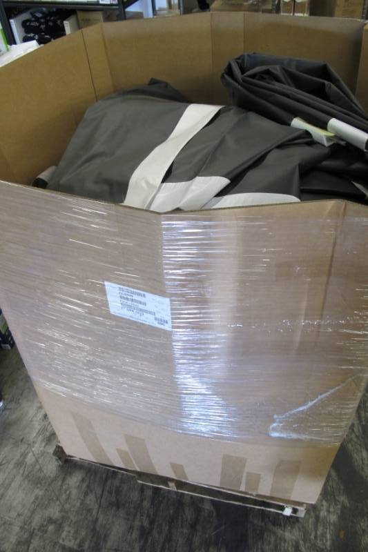 Pallet of Used Lightweight Recycled Vinyl Tarps - 7 oz. 87 Tarps BlackWhite (Screen Printed) - 1631 lbs.