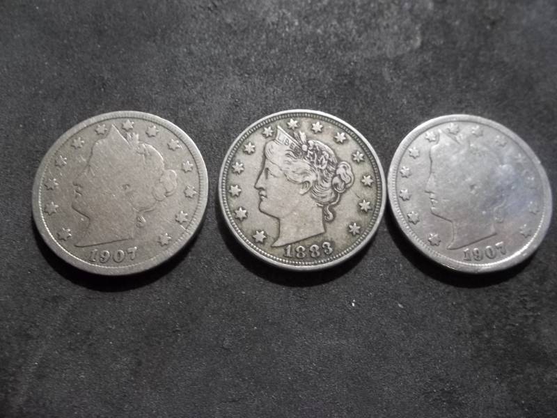 lot 77 image: 1883, 1907, 1907 V-Nickels