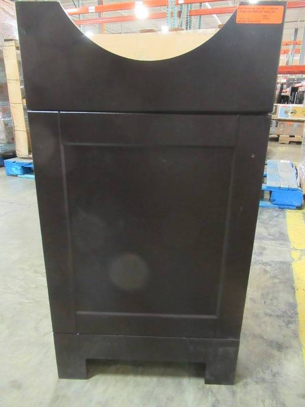 lot 37 image: Style Selections Euro 18-in Espresso Single Sink Bathroom Vanity Cabinet CE29E18-SS - Missing Top
